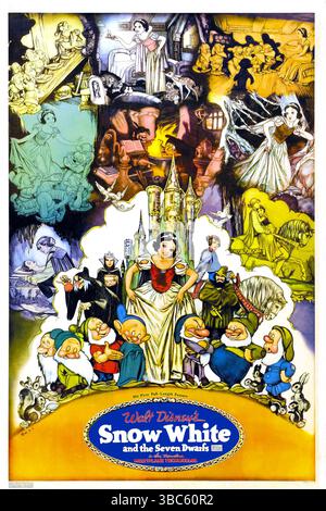 1937 Schneewittchen und die sieben Zwerge, ein Zeichentrickfilm, produziert von Walt Disney, veröffentlicht von RKO, Poster Stockfoto