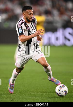 Turin, Italien. Mai 2025. Nico Gonzalez von Juventus während des Spiels Juventus gegen Udinese Serie A im Allianz Stadium in Turin. Der Bildnachweis sollte lauten: Jonathan Moscrop/Sportimage Credit: Sportimage Ltd/Alamy Live News Stockfoto