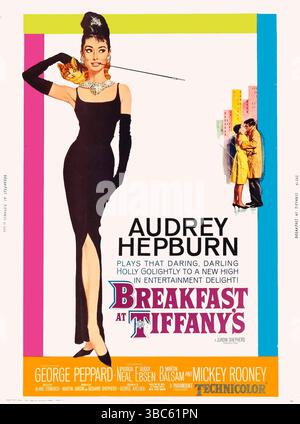 1961 Frühstück bei Tiffany's Filmplakat, Regie: Blake Edwards, mit Audrey Hepburn. Kunstwerk von Robert McGinnis Stockfoto