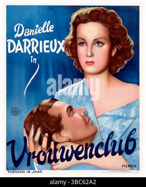1936 niederländisches Poster für den französischen Film Vrouwenclub (Originaltitel: Club de Femmes, auch bekannt als Girls Club oder Women's Club) mit Danielle Darrieux unter der Regie von Jacques Deval, Stockfoto