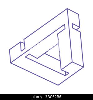 Unmögliche Formen. Logo. Sakrale Geometriefiguren. Optische Täuschung. Abstrakte ewige geometrische Objekte. Unmöglich endlose Kontur. Optische Kunst Stock Vektor