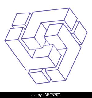 Unmögliche Formen, optische Illusion Logo, Vektor. Optische Kunstobjekte. Geometrische Figuren. Stock Vektor