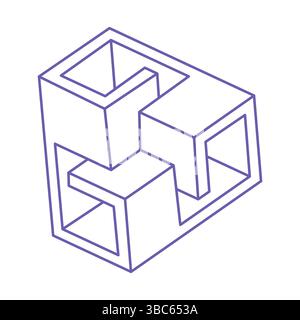 Unmögliche Formen, optische Illusion Logo, Vektor. Optische Kunstobjekte. Geometrische Figuren. Stock Vektor