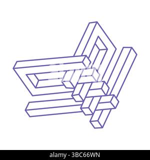 Unmögliche Formen, optische Illusion, Vektor. Optische Kunstobjekte. Logo. Geometrische Figuren. Stock Vektor