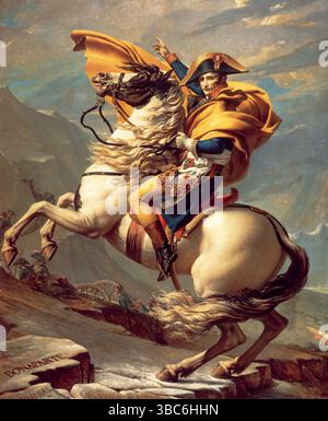 Napoleon am Saint-Bernard-Pass, 1801, Gemälde von Jacques-Louis David. Napoleon Bonaparte (1769–1821), Napoleon I., war ein französischer General und Staatsmann Stockfoto