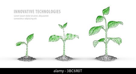 Illustration des digitalen Vektors des Pflanzenwachstums. Die Zukunft der Keimlinge, die Agrartechnologie. Stock Vektor