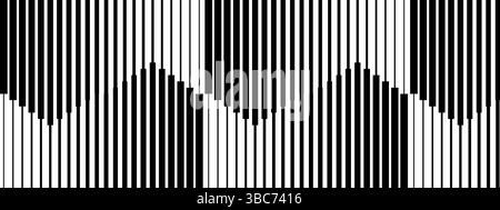 Vertikales Streifenmuster mit verblasstem Halbtoneffekt. Gerade parallele schwarze Linien auf weißem Hintergrund. Tapete mit optischer Illusion. Abstraktes geometrisches Streumuster. Vektorgrafik. Stock Vektor