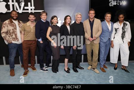 18 . Mai 2025 . Hollywood, Kalifornien – Jason Segel, Michael Urie, Christa Miller, Harrison Ford, Luke Tennie, Bill Lawrence, Jessica Williams, Lukita Maxwell, Ted McGinley bei Apple TV+ moderiert das FYC Event für „Shrinking“ im Hollywood Athletic Club in Hollywood. Stockfoto