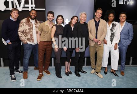 18 . Mai 2025 . Hollywood, Kalifornien – Jason Segel, Michael Urie, Christa Miller, Harrison Ford, Luke Tennie, Bill Lawrence, Jessica Williams, Lukita Maxwell, Ted McGinley bei Apple TV+ moderiert das FYC Event für „Shrinking“ im Hollywood Athletic Club in Hollywood. Stockfoto