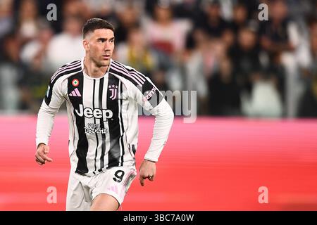 Turin, Italien. Mai 2025. Dusan Vlahovic von Juventus während des Spiels Juventus gegen Udinese Serie A im Allianz Stadium in Turin. Der Bildnachweis sollte lauten: Jonathan Moscrop/Sportimage Credit: Sportimage Ltd/Alamy Live News Stockfoto
