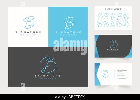 Handgeschriebenes Logo mit Buchstabe B, Visitenkarte und optionalem Stil Stock Vektor