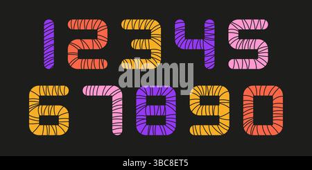 Farbenfrohe Zahl von 0 bis 9 Stock Vektor