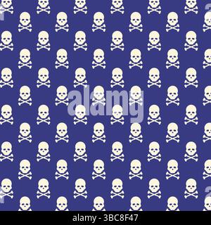 Minimaler Halloween-Hintergrund mit Schädeln und gekreuzten Knochen. Nahtloses Muster Stock Vektor