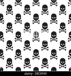 Minimaler Halloween-Hintergrund mit Schädeln und gekreuzten Knochen. Nahtloses Muster Stock Vektor