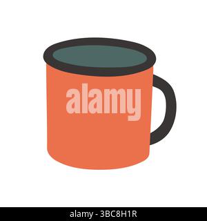 Camping Red Emaillebecher isoliert auf weißem Hintergrund. Ein emaillierter Metallbecher. Illustration der Vektorabwicklung eps10 Stock Vektor