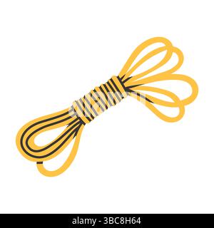 Einfaches Camping- oder Wanderseil oder Pfadfinderseil im flachen Stil. Vektor-Illustration der Sommercamp-Ausrüstung im trendigen Stil. Stock Vektor