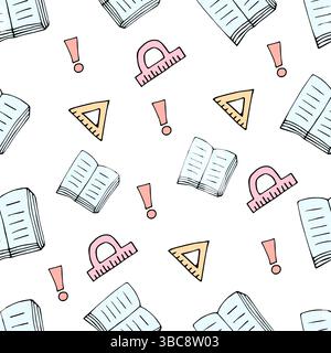 Schulbedarf und Bildung. Verschiedene flache Zubehörteile für Studium, Studentenausstattung. Zurück zur Schule. Vektorillustration auf weißem Hintergrund Stock Vektor