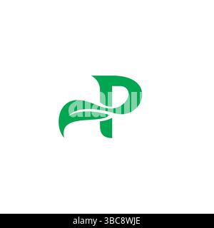Buchstabe P mit Blattlogo Design Vektor Stock Vektor