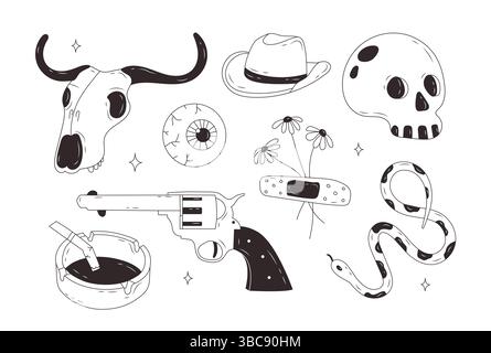 Wild West Doodle Set. Stock Vektor