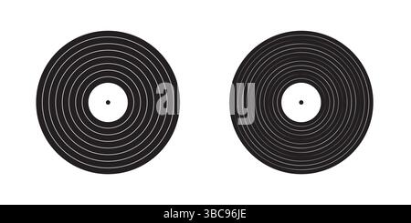 Schallplattensammlung Plattenspieler-Discs und Retro-Audioausrüstung für 70er 80er 90er Jahre nostalgische Party Vektor-Illustration auf weißem Hintergrund Stock Vektor