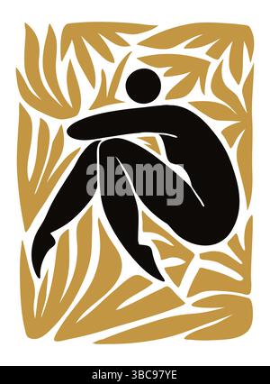 Handgezeichnete Abstrakte Menschliche Silhouette Stock Vektor