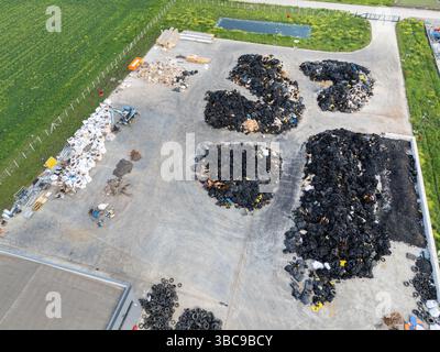 Luftaufnahme der industriellen Abfallverarbeitungsanlage. Stockfoto