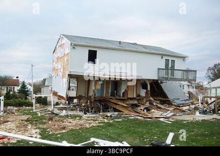 Zerstörte Häuser in Union Beach, New Jersey auf 10.03.12 nach Hurrikan Sandy. Stockfoto