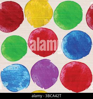 Rainbow Watercolor Dots auf Leinen – verspieltes modernes Polka Dot Muster Stock Vektor