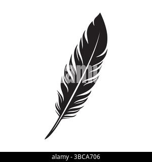 Schlichte, minimalistisch schwarze Silhouette mit Federpfeil Stock Vektor