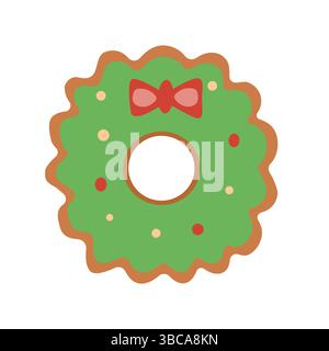 Handgezeichneter Weihnachts-Lebkuchenkranz auf weißem Hintergrund. Stock Vektor