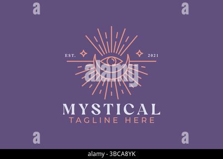 Logo Des Heiligen Geometrischen Mondsichels Stock Vektor