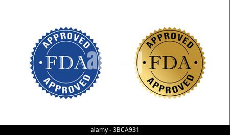 FDA Approved Seal Logo Badge Vektor Offizielle Zertifizierung Stempel Design FDA Approved Seal Badge Icon Vektor Offizielle medizinische Zertifizierung Label Stock Vektor