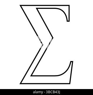 Sigma Mathematik Zeichen, Sigma griechischer Buchstabe Icon Vektor, Sigma Summation Symbol Vektor Illustration isoliert auf weißem Hintergrund. Stock Vektor