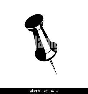 Schwarzes Push Pin Silhouette-Symbol – Vektor-Daumenaufsatz-Illustration Stock Vektor