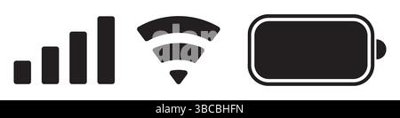 Einfaches Design für Akku, Signal, wlan-Symbole Stock Vektor