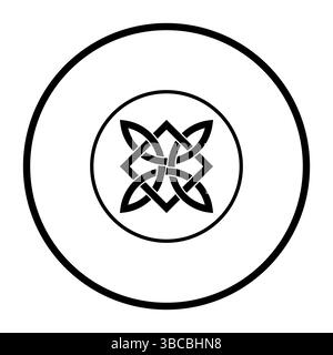 Schnittkreismuster mit dem Motiv eines keltischen Vierknotens und eines ineinander verflochtenen Quadrats. Endlos verbundene Bögen, verwoben mit einem Quadrat. Stockfoto