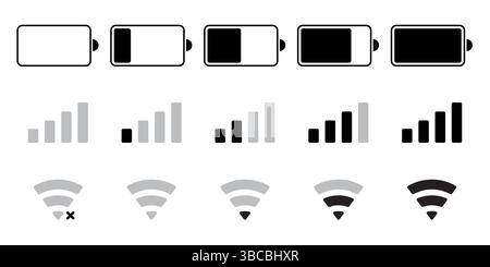 Einfaches Design für Akku, Signal, wlan-Symbole Stock Vektor