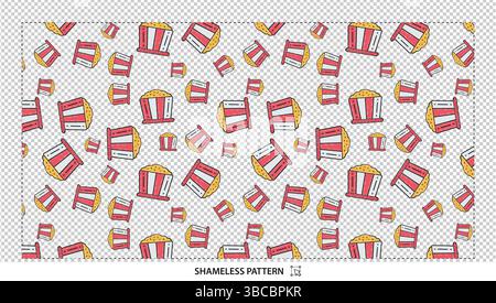 Süßes rotes Popcorn Snacks nahtloses Muster für Film Night Stoff und digitale Hintergründe Stock Vektor