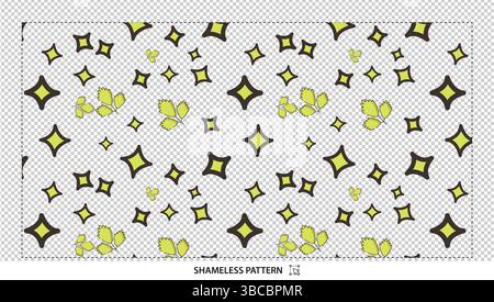 Abstrakte gelbe Sterne und Blätter nahtlose Muster für Stoff-Digitalpapier und moderne Hintergründe Stock Vektor