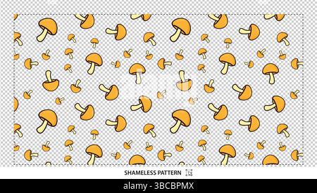 Tiny Cartoon Orange Pilze nahtloses Muster für Stoff Digital Papier und Scrapbook Hintergründe Stock Vektor