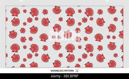 Nahtloses Red Seashell Beach Ocean Sommer Digital Muster Hintergrund Design Stock Vektor