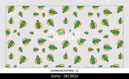 Niedliches Cartoon Rocket nahtloses Muster für Space- und Adventure-Designs Stock Vektor