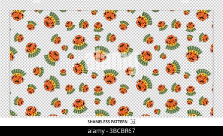 Niedliches Cartoon Pilgerkopf nahtloses Muster für Thanksgiving Feiertags Designs Stock Vektor
