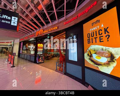 Giraffe Restaurant Manchester Airport Terminal 2, England, Großbritannien Stockfoto