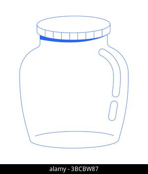 Leeres Gefäß mit Deckel 2D-Linienobjekt Stock Vektor