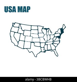 USA Karte Silhouette Vektor Vereinigte Staaten Stock Vektor