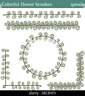 Sie können eine beliebige Linie oder einen Pfad zeichnen und einen dieser Pinsel anwenden. Sie können auch Rahmen in verschiedenen Formen (rund, quadratisch usw.) erstellen, da alle Pinsel inkl. Stock Vektor