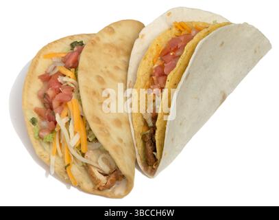 taco Bell Doppeldecker taco und Chalupa fotografiert auf weißem Hintergrund Stockfoto