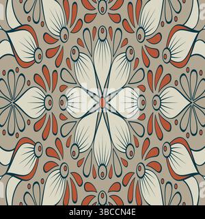 Elegantes Blumen-, Mandala- und Musterdesign das digitale Design der dekorativen Kunst zeigt ein elegantes Blumenmuster mit komplizierten dekorativen Elementen Stock Vektor