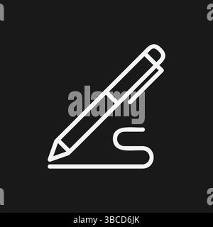 Minimalistisches Signature-Symbol Vektor einfache Umrissdarstellung des Stiftes Schreiben auf Linie Grafik Stock Vektor